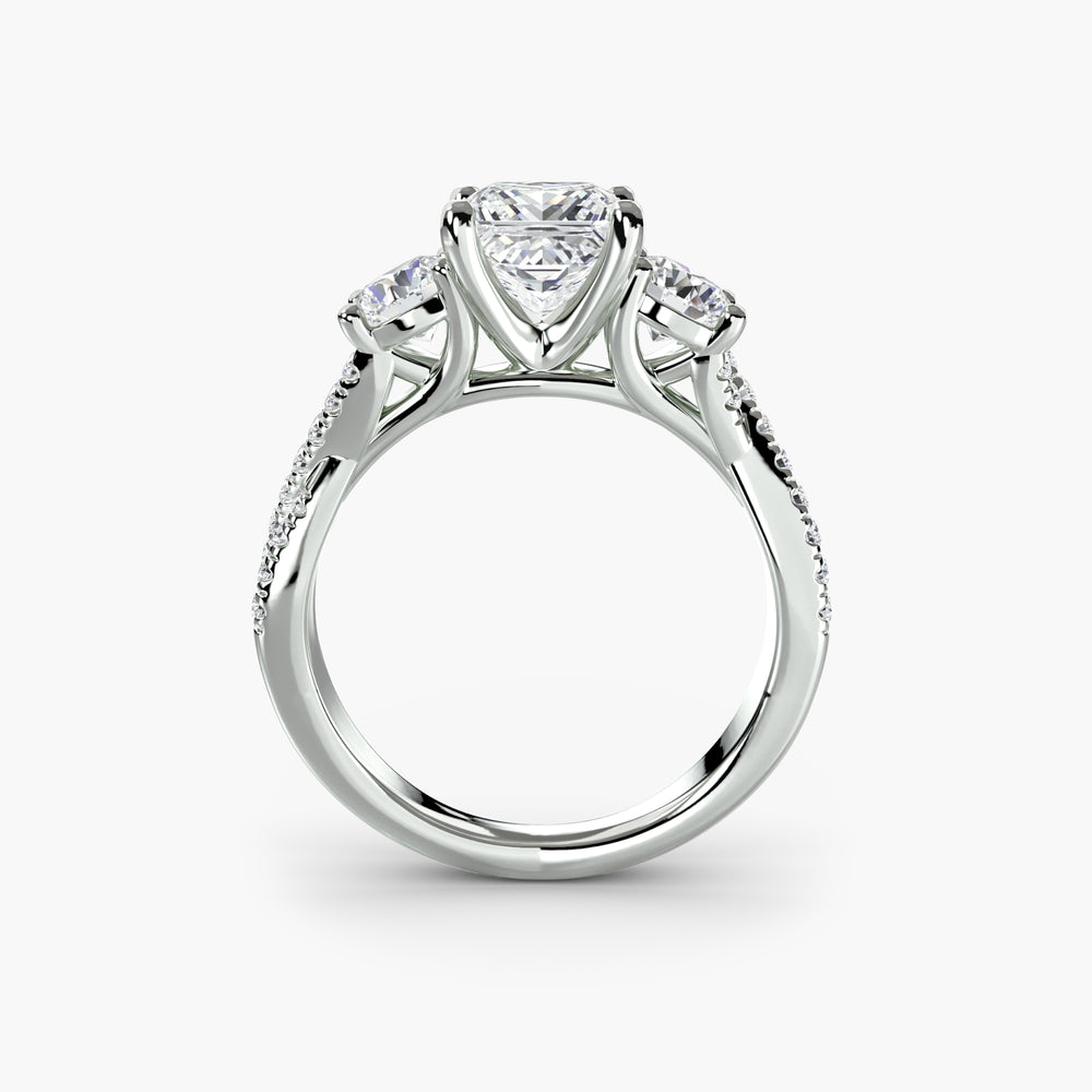 The Léonie Three-Stone with Pavé Band Setting, setting