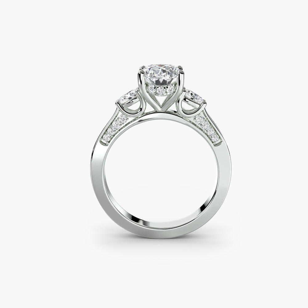 Three Stone with Pavé Shoulders Setting, setting
