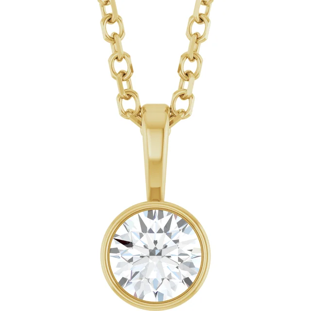 14K Yellow Gold Lab-Grown Diamond Bezel Solitaire Necklace — 1/4 CT, Necklace