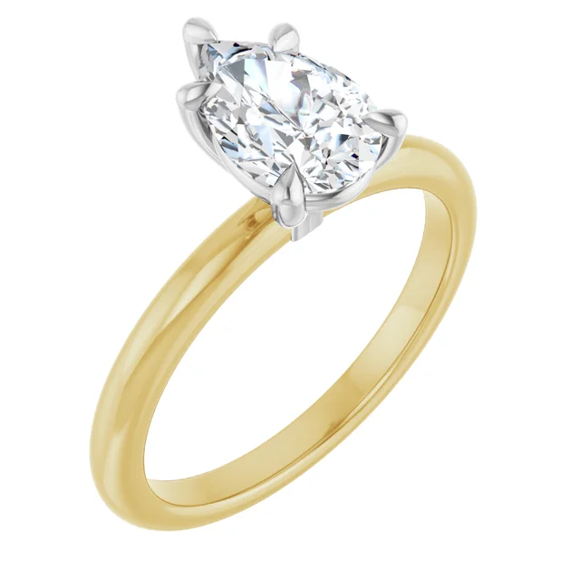 Pear lab-grown diamond solitaire in 14K two-tone gold