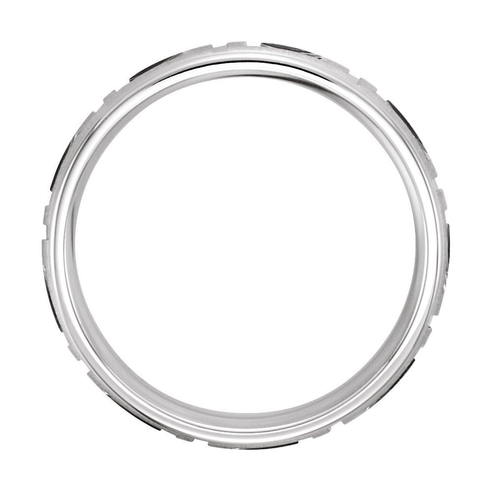14K white gold Greek key wedding band alternate view