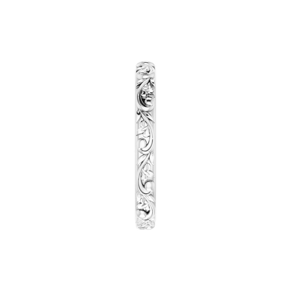 14K White Gold 2.5 mm Floral Sculptural Wedding Band product view 4