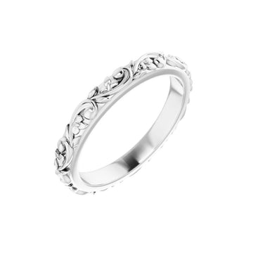 14K White Gold 2.5 mm Floral Sculptural Wedding Band product view 1