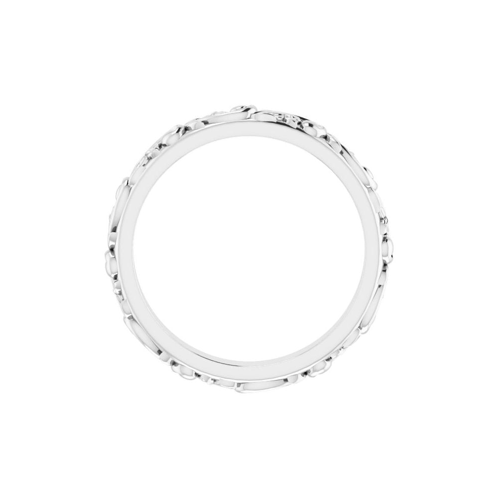 14K White Gold 2.5 mm Floral Sculptural Wedding Band product view 2