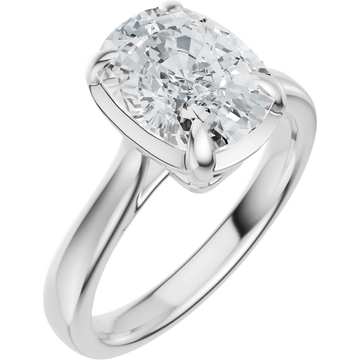 Elongated cushion lab-grown diamond solitaire engagement ring in 14K white gold, three-quarter view