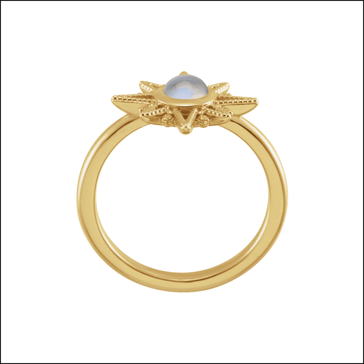 Lorelaii Atelier moonstone ring, polished product view 2, white background with thin black outline