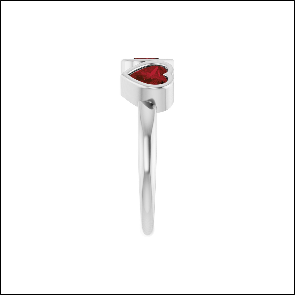 Lorelaii three-heart white gold ring, clean white image background and thin black border, view 5