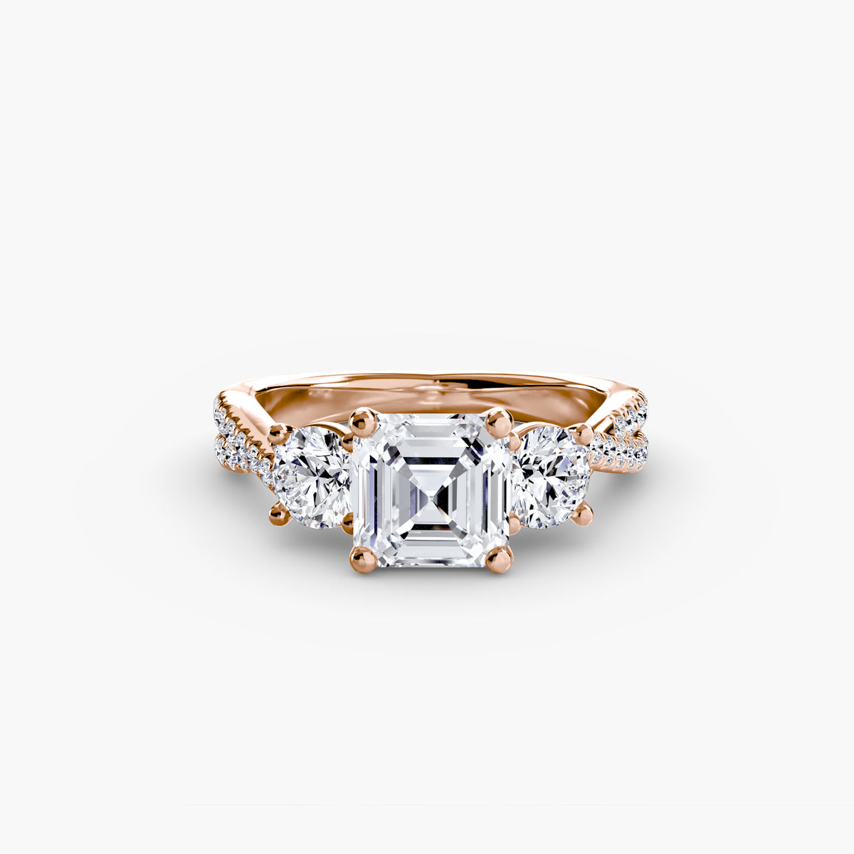 The Léonie Three-Stone with Pavé Band Setting