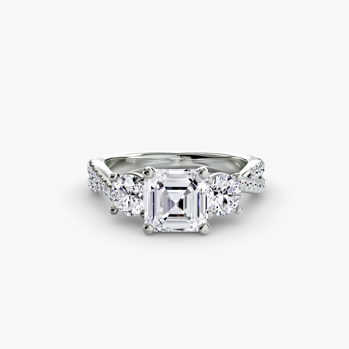 The Léonie Three-Stone with Pavé Band Setting