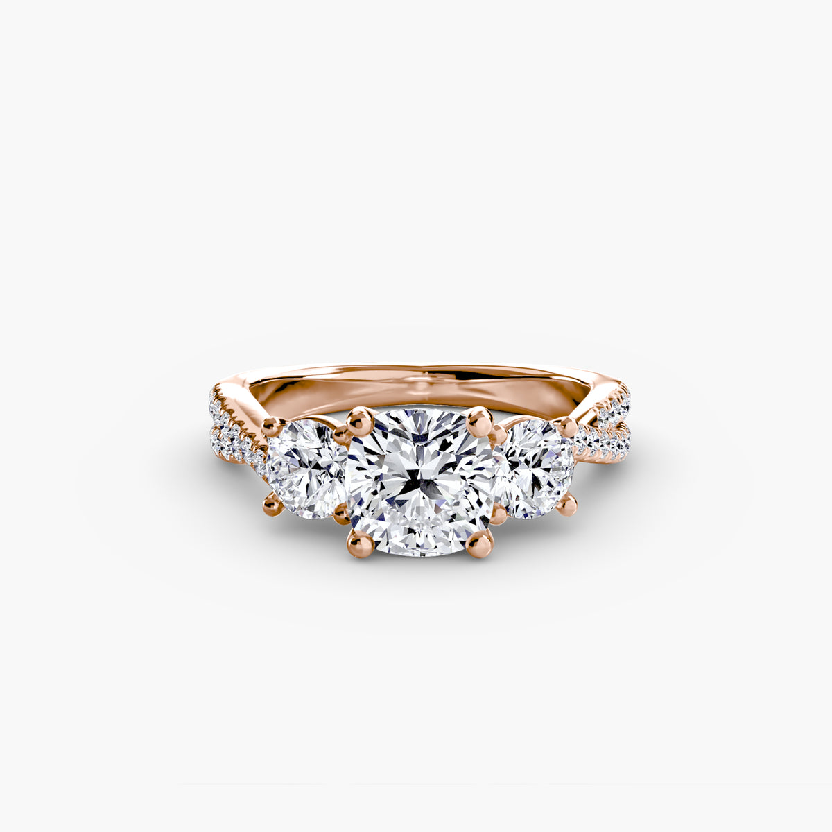 The Léonie Three-Stone with Pavé Band Setting