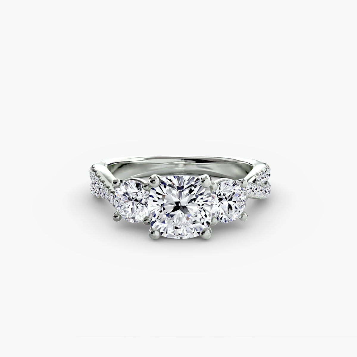 The Léonie Three-Stone with Pavé Band Setting