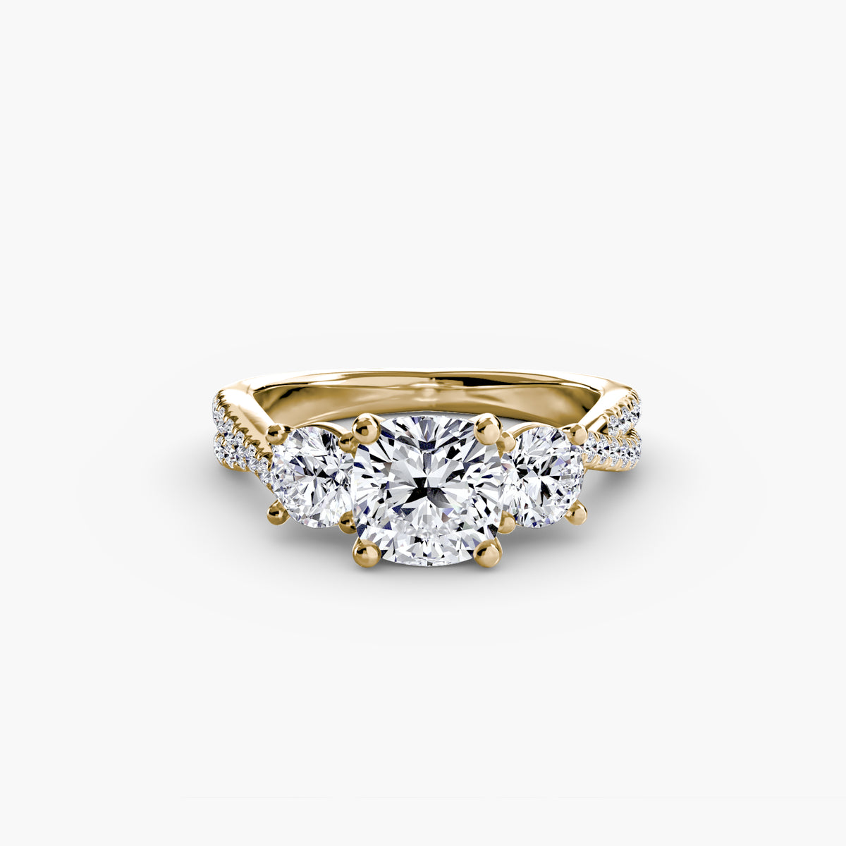 The Léonie Three-Stone with Pavé Band Setting