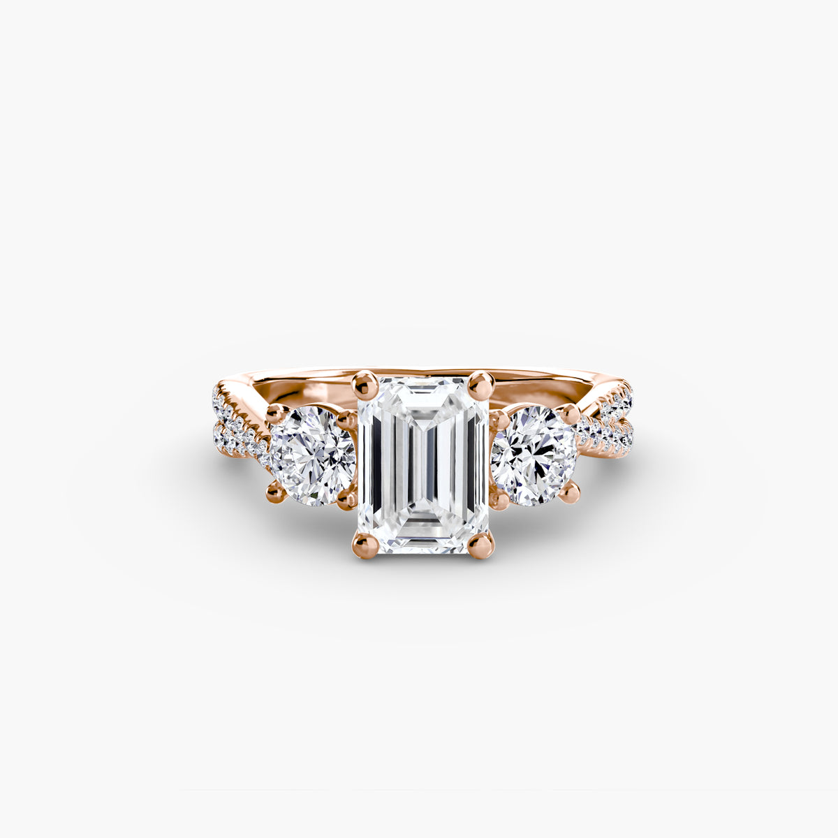 The Léonie Three-Stone with Pavé Band Setting