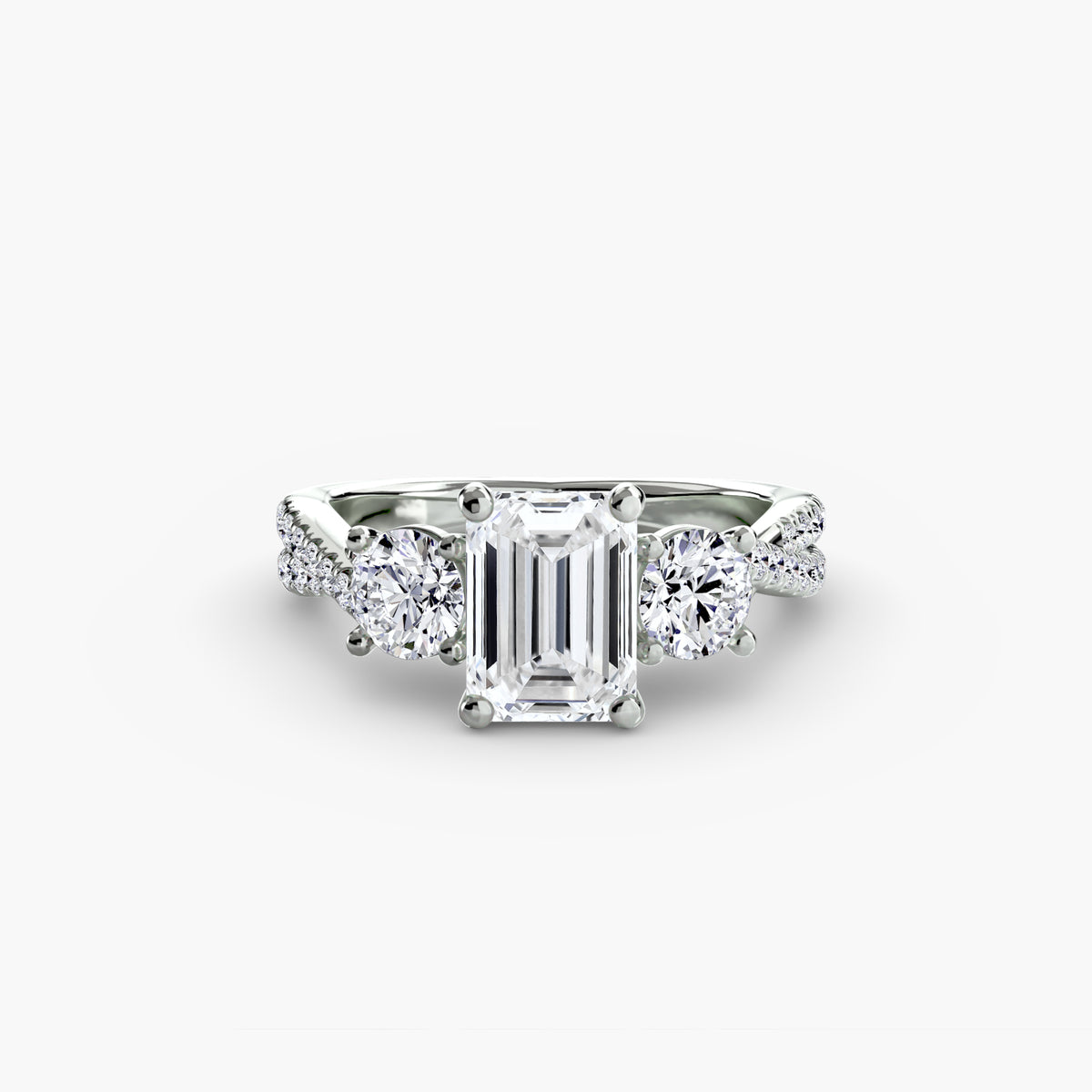 The Léonie Three-Stone with Pavé Band Setting