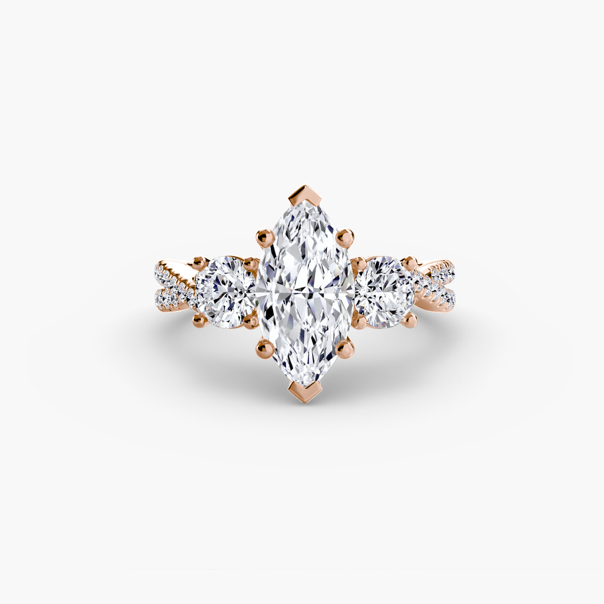 The Léonie Three-Stone with Pavé Band Setting