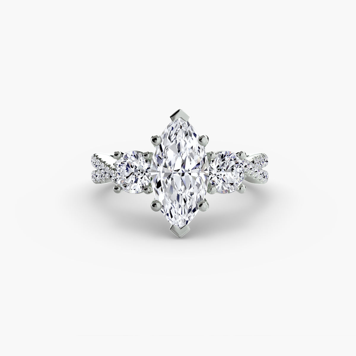 The Léonie Three-Stone with Pavé Band Setting
