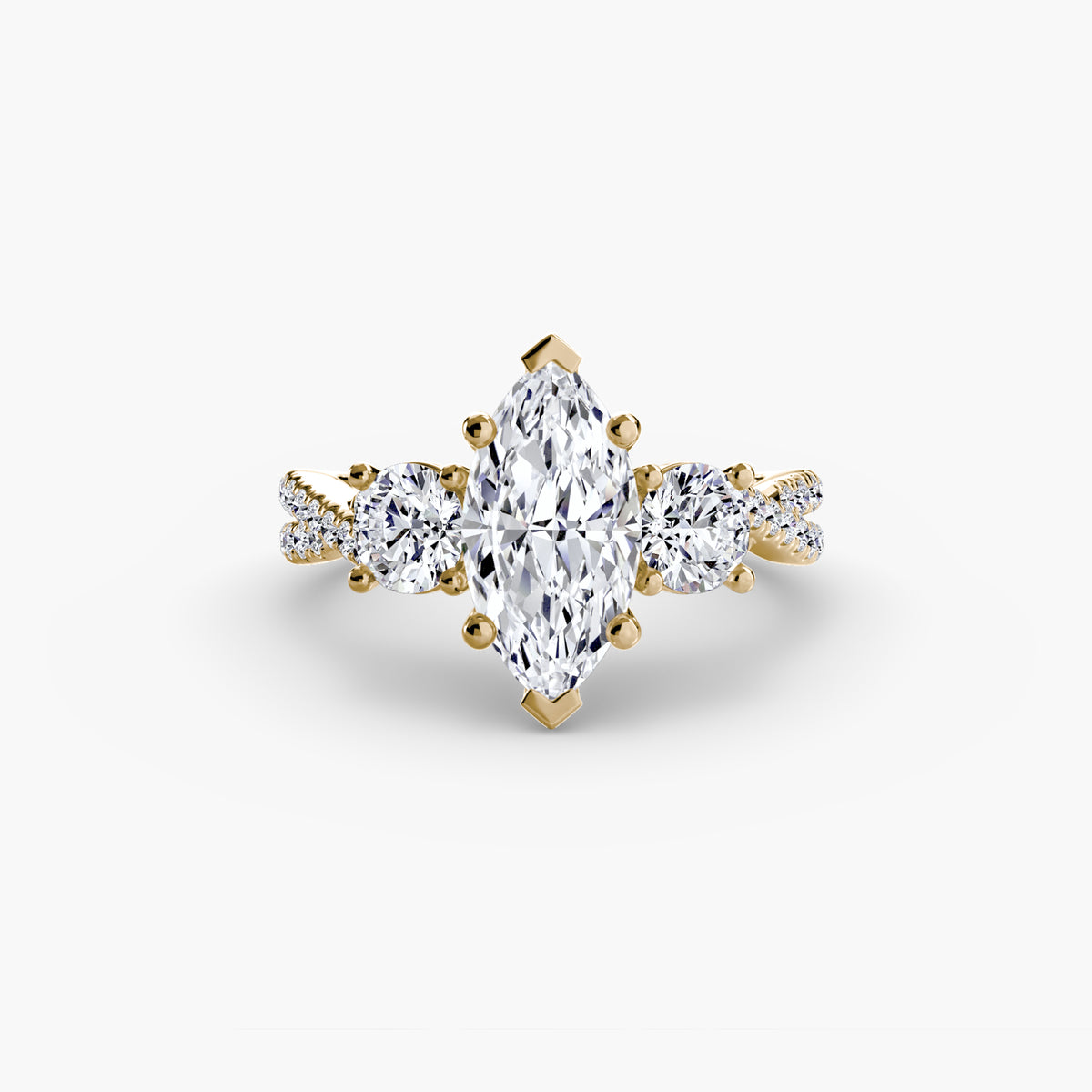 The Léonie Three-Stone with Pavé Band Setting