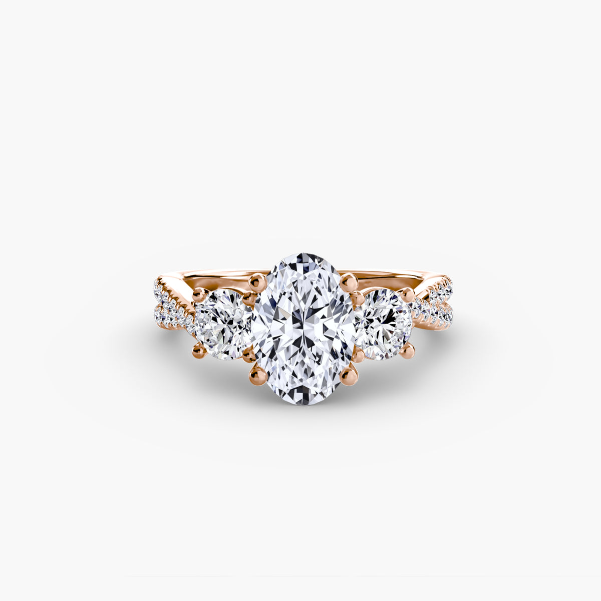 The Léonie Three-Stone with Pavé Band Setting