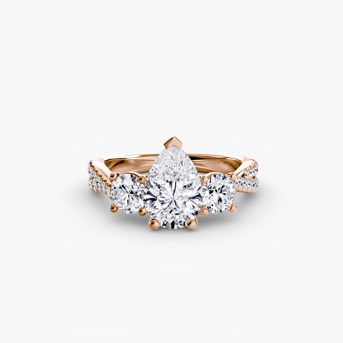 The Léonie Three-Stone with Pavé Band Setting
