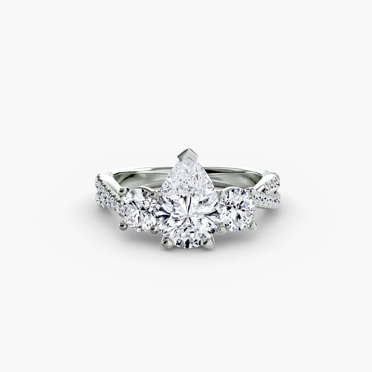 The Léonie Three-Stone with Pavé Band Setting