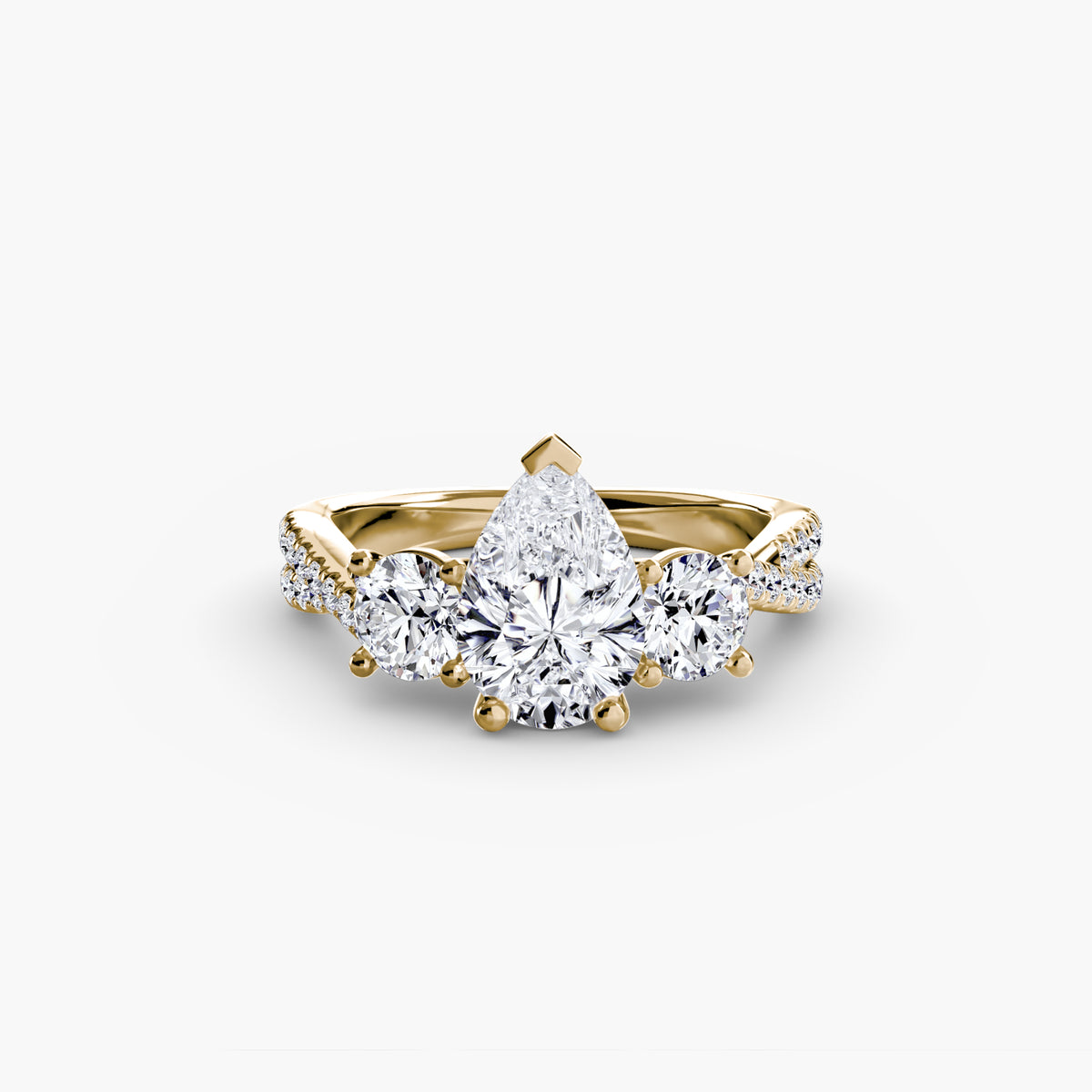 The Léonie Three-Stone with Pavé Band Setting