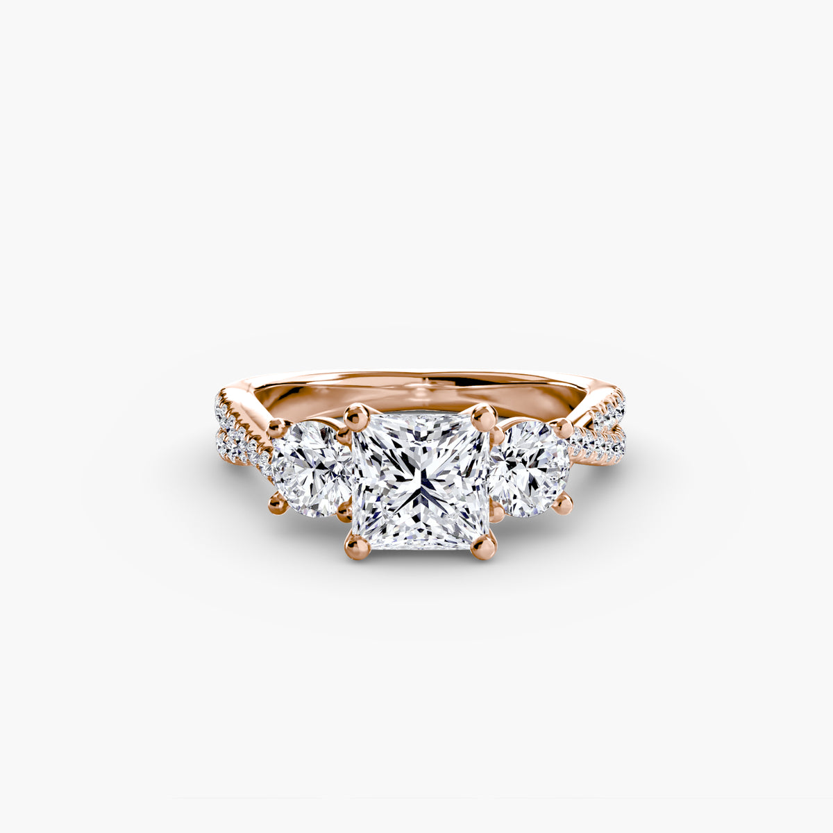 The Léonie Three-Stone with Pavé Band Setting