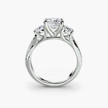 The Léonie Three-Stone with Pavé Band Setting
