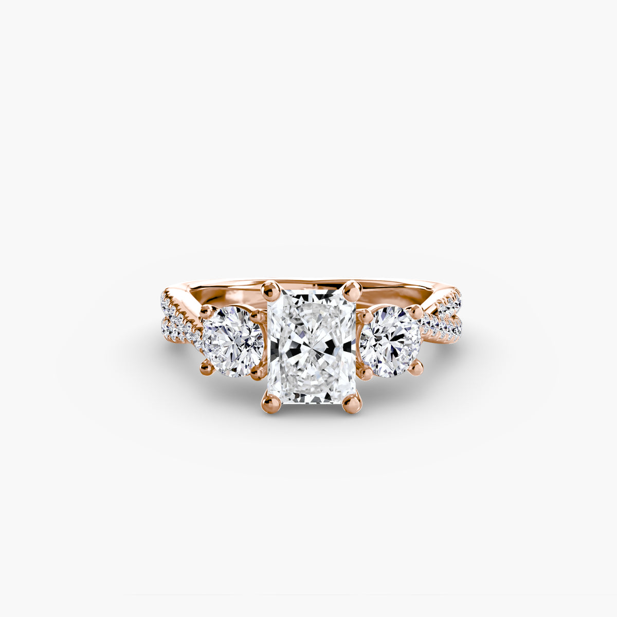 The Léonie Three-Stone with Pavé Band Setting