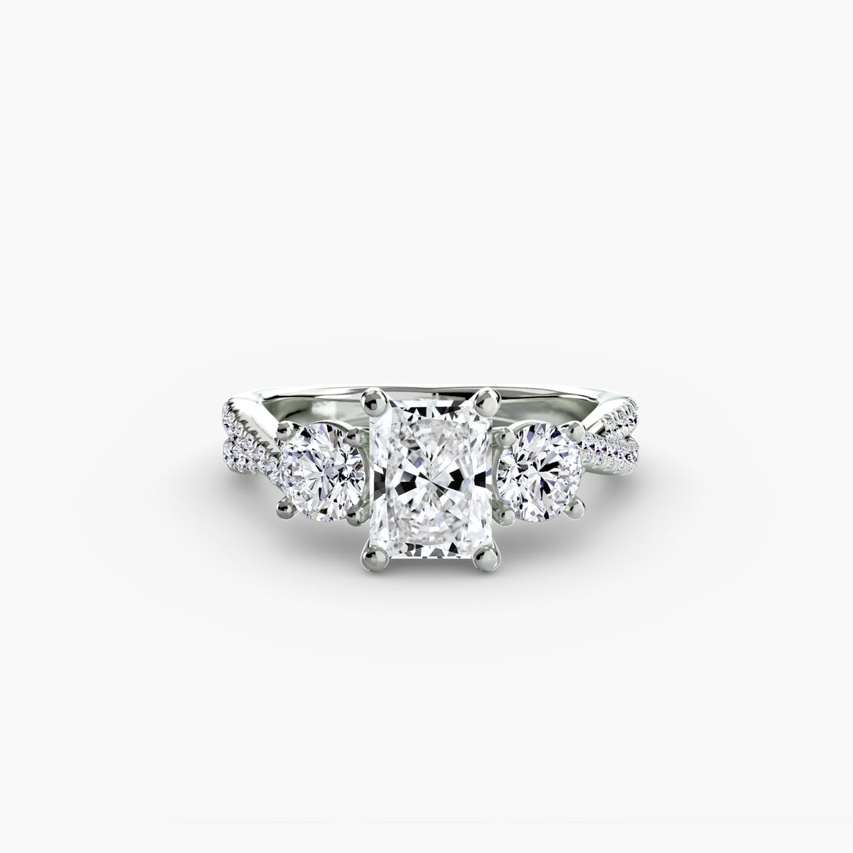 The Léonie Three-Stone with Pavé Band Setting