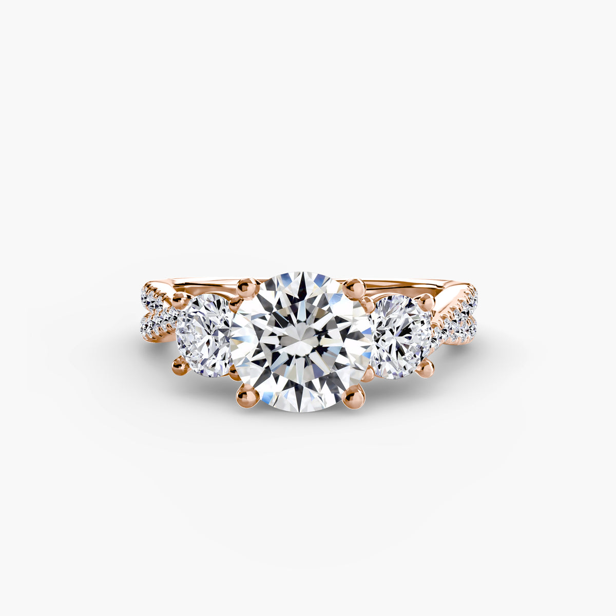 The Léonie Three-Stone with Pavé Band Setting
