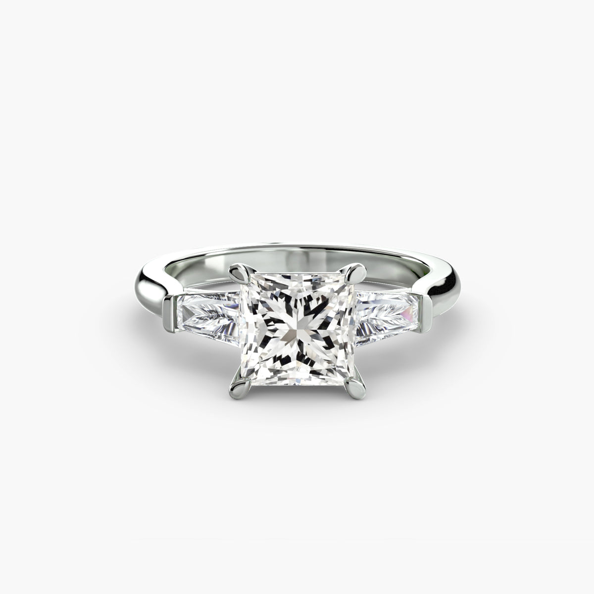 Three-Stone Ring (Baguette Side Stones) Setting