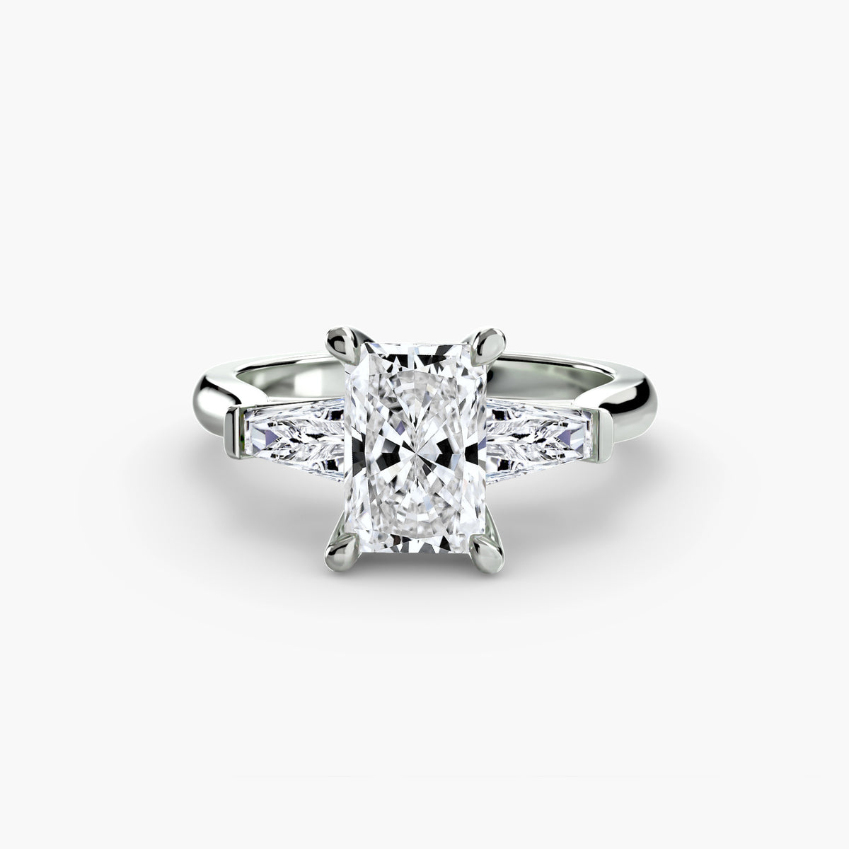 The Sabine Three-Stone Ring (Baguette Side Stones) Setting