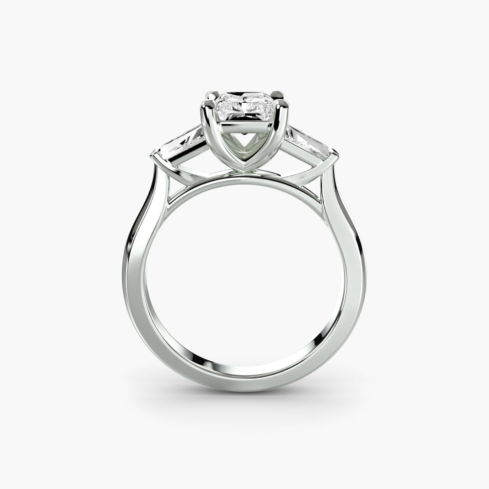 The Sabine Three-Stone Ring (Baguette Side Stones) Setting, setting