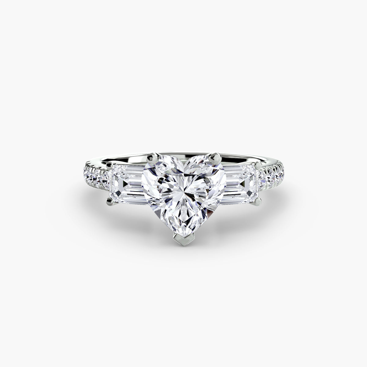 The Clara Three-Stone Ring with Pavé Band Setting