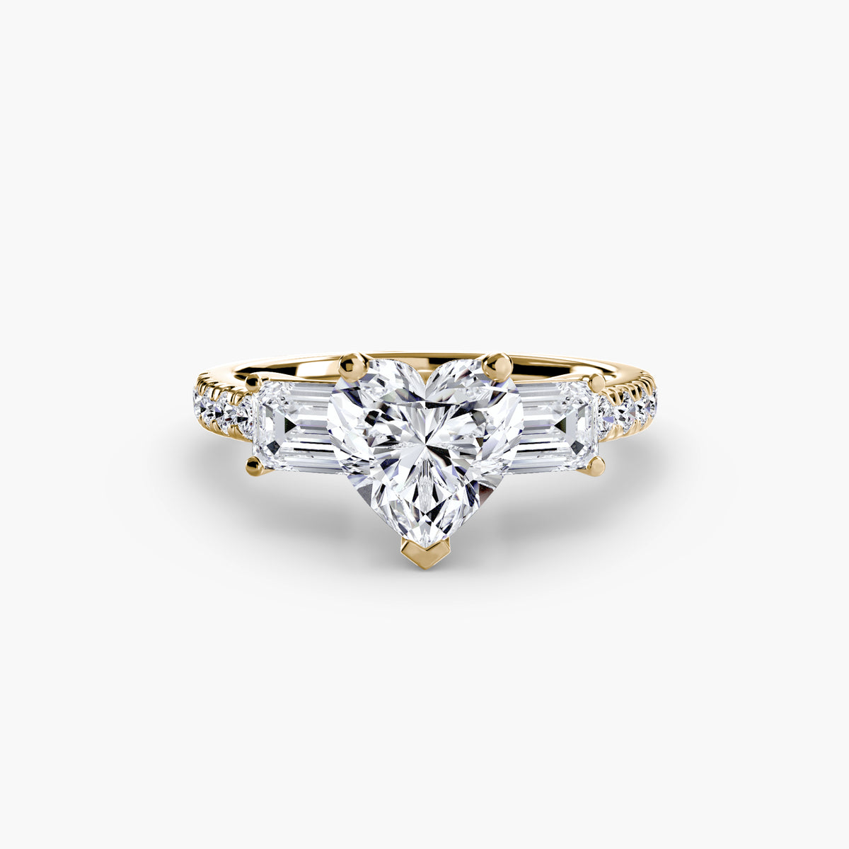 The Clara Three-Stone Ring with Pavé Band Setting