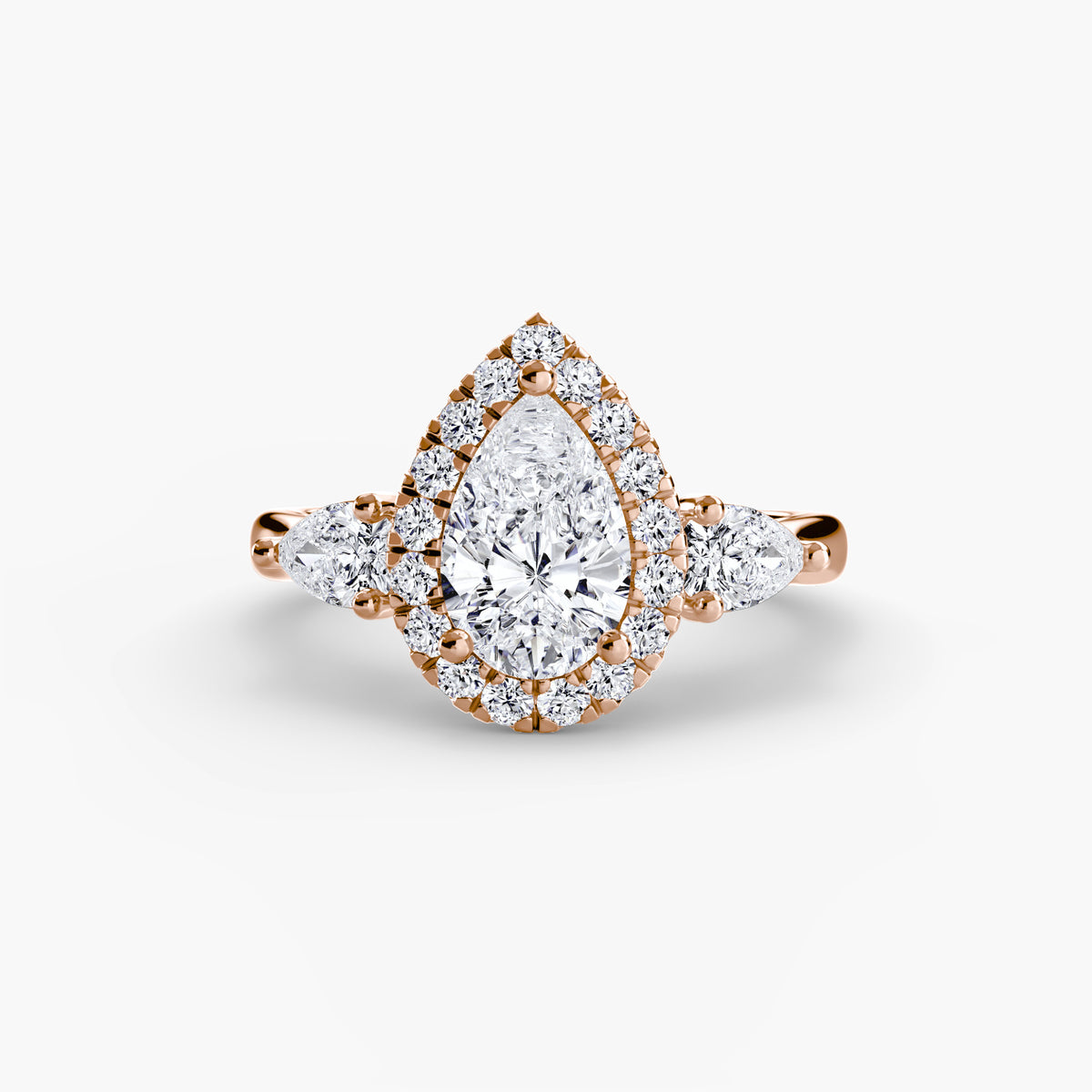 Three-Stone Ring with Halo Setting