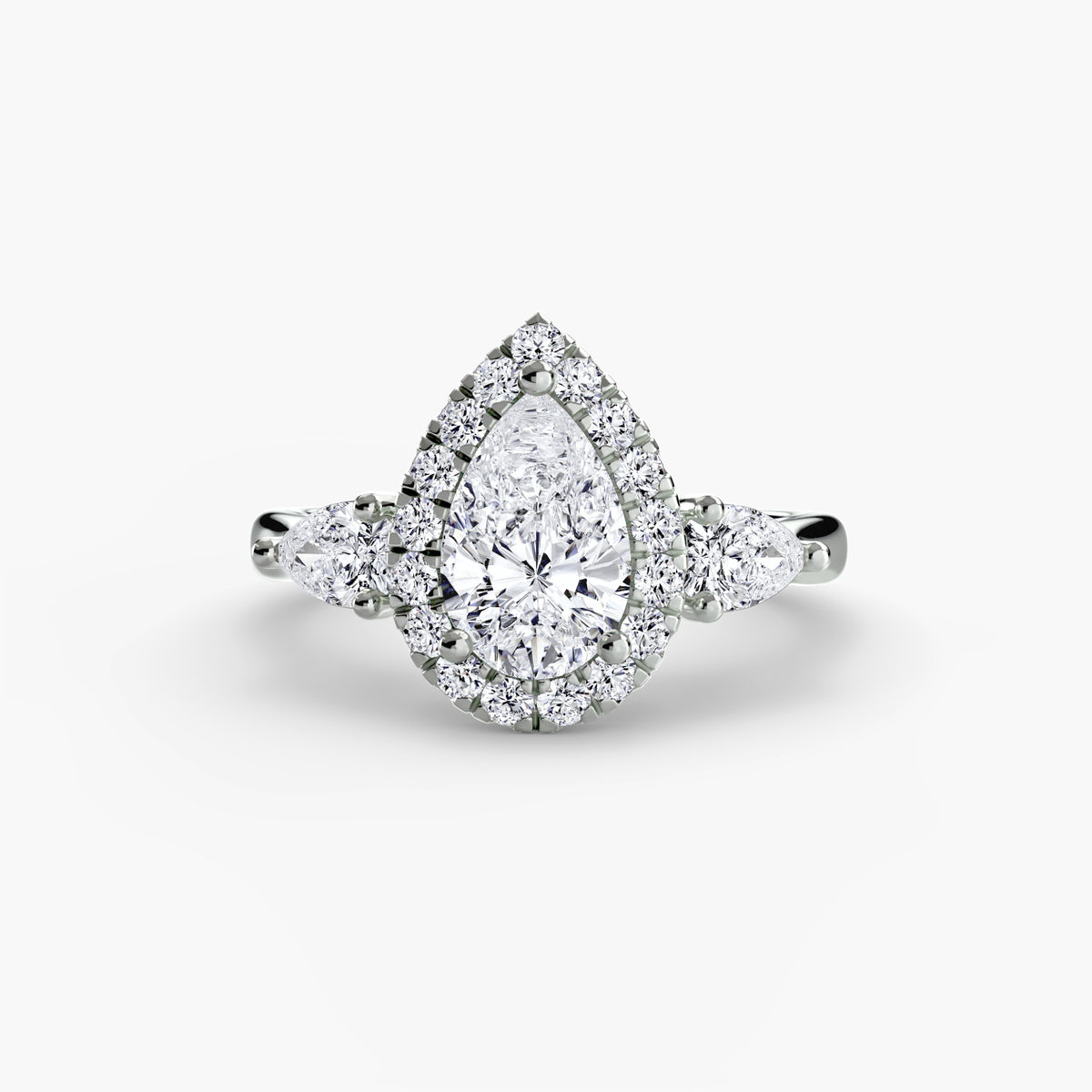 Three-Stone Ring with Halo Setting
