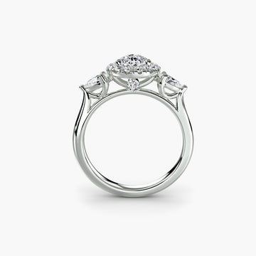Three-Stone Ring with Halo Setting
