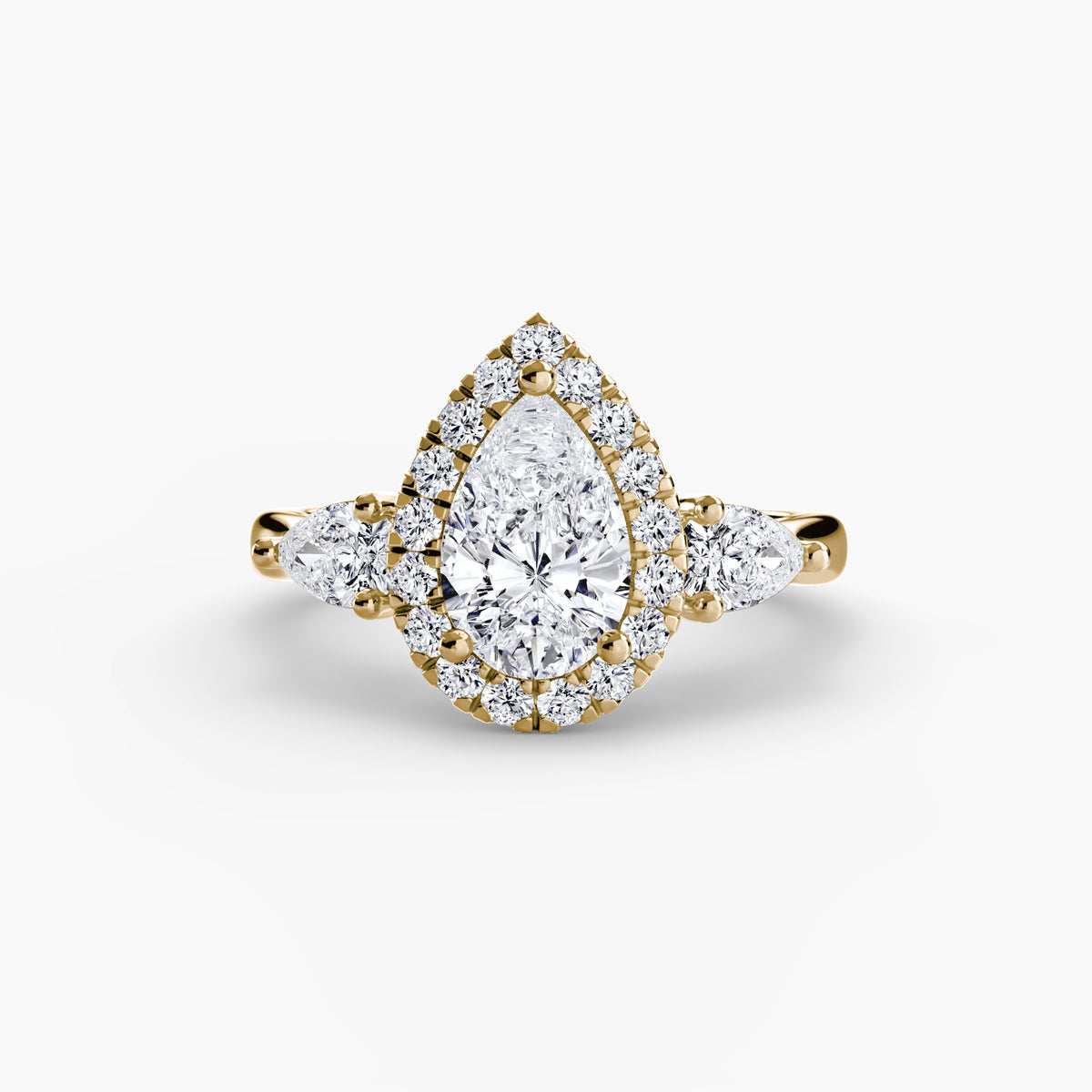 Three-Stone Ring with Halo Setting