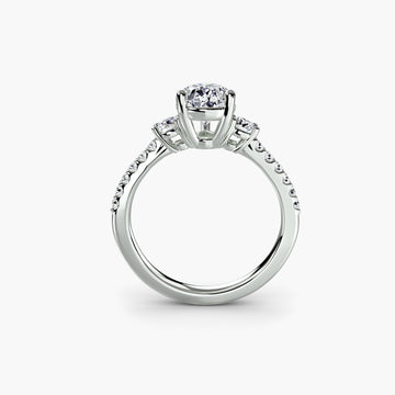The Anaïs Three-Stone Ring with Pavé Band Setting