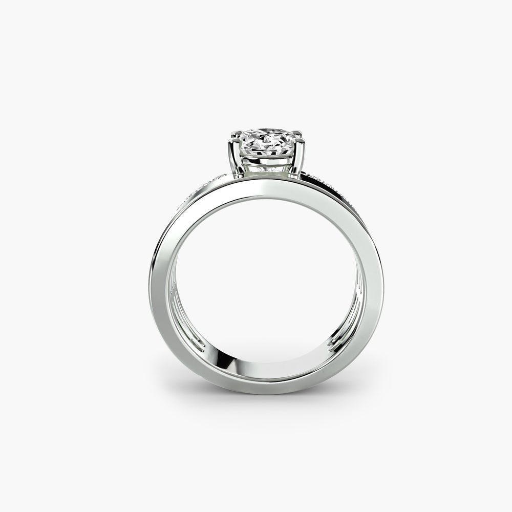 Wide Band Solitaire with Pavé Band Setting, setting