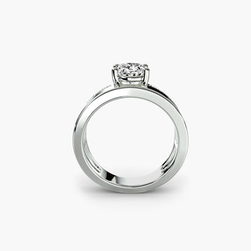 Wide Band Solitaire with Pavé Band Setting