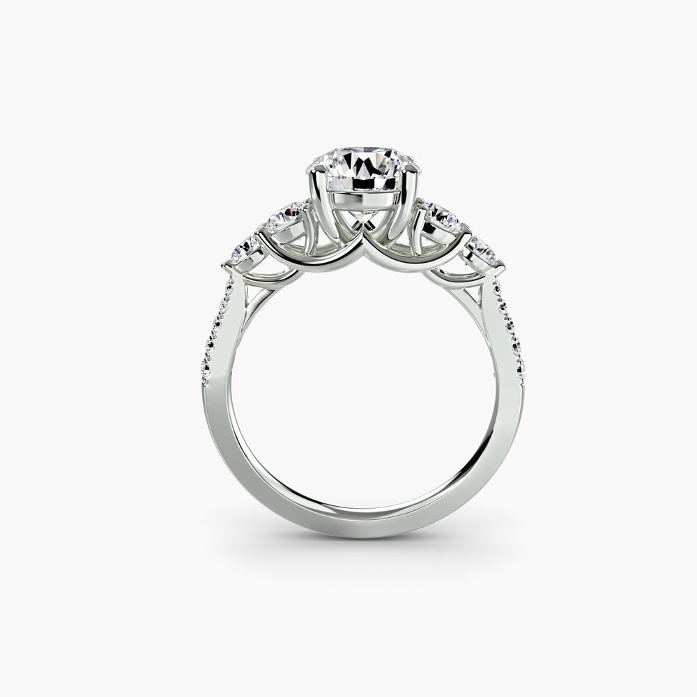 Five Stone Ring with Pavé Band Setting, setting
