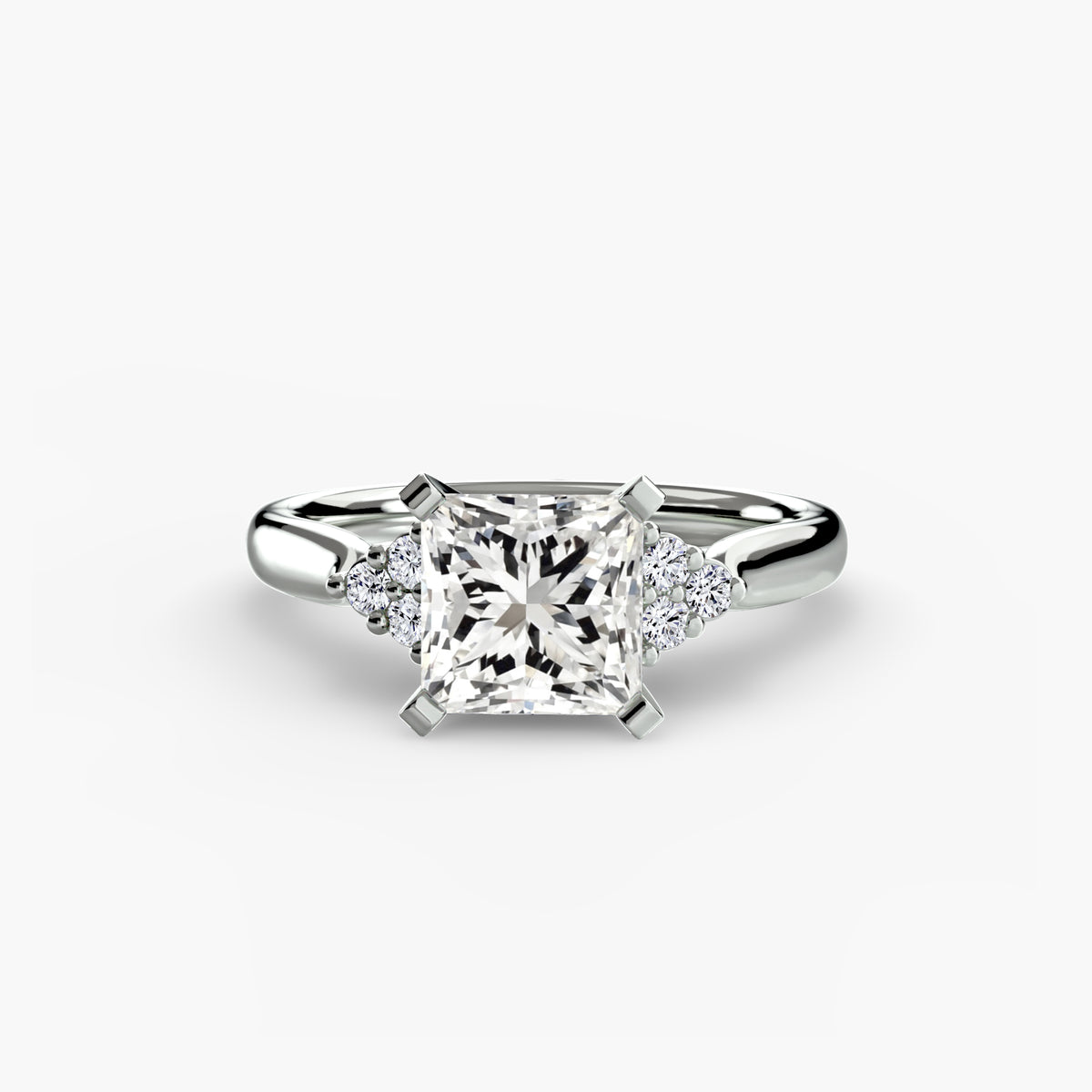 The Florence Solitaire with Cluster Shoulders Setting