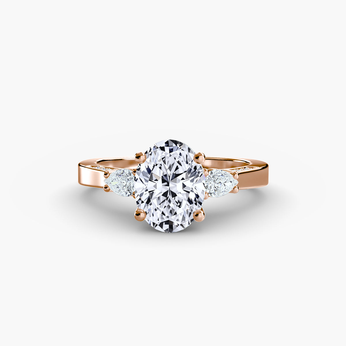 Three Stone with Pavé Shoulders Setting