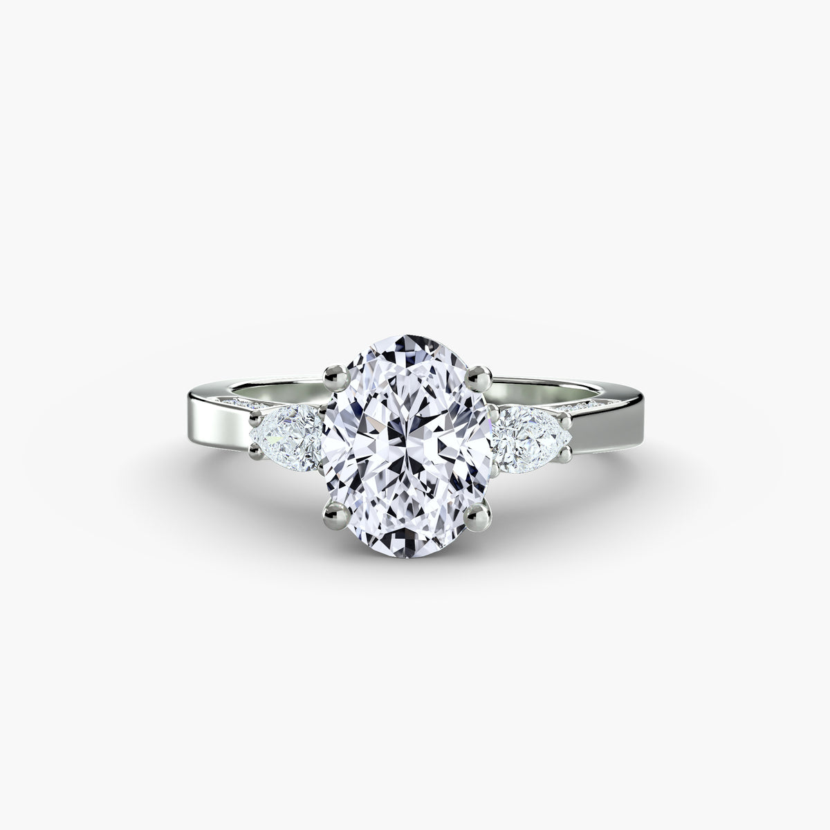 Three Stone with Pavé Shoulders Setting