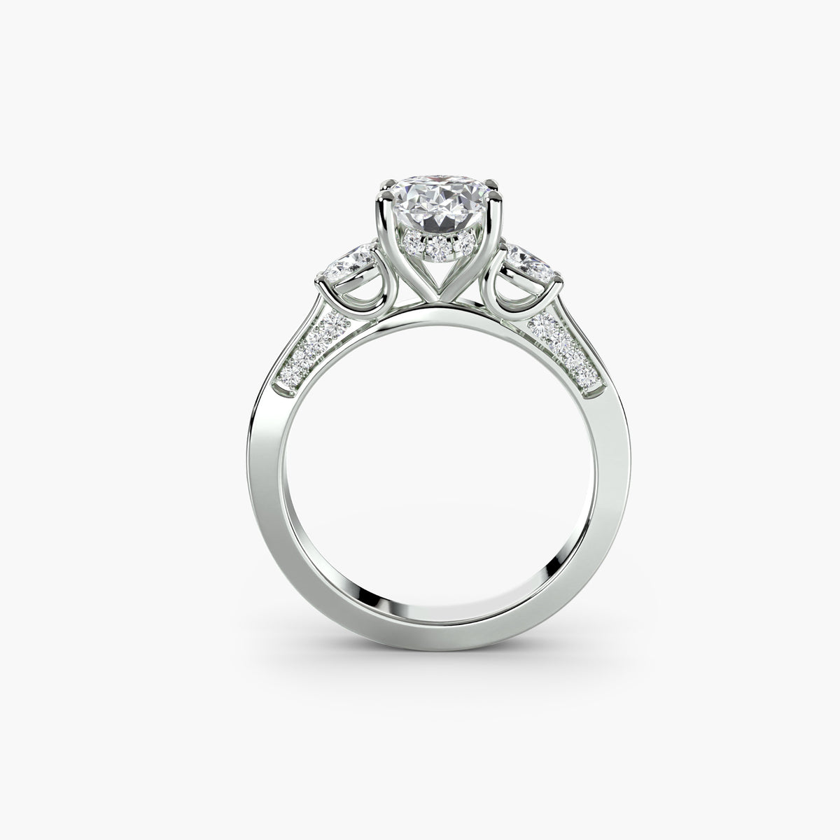 Three Stone with Pavé Shoulders Setting