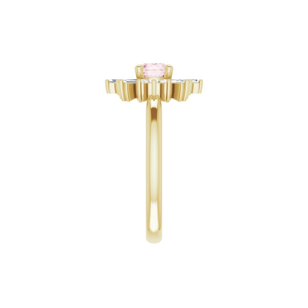 14K yellow gold morganite ring, prong and shank profile