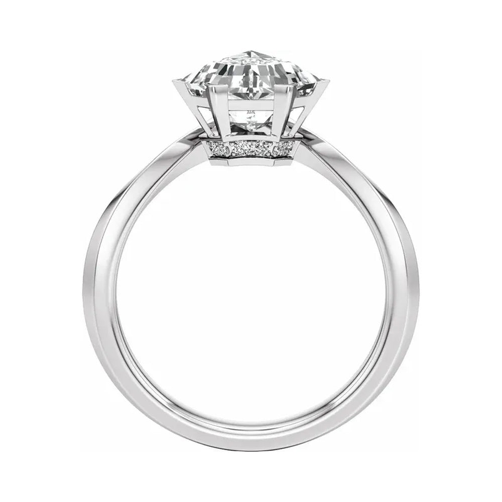 Stuller 14K white gold shield-cut lab-grown diamond engagement ring, gallery view, centered studio photography