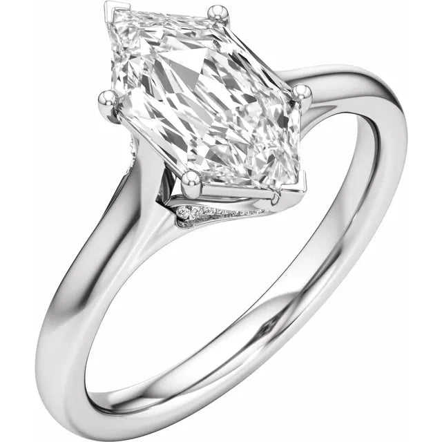 Stuller 14K white gold elongated hexagon accented ring - angled view